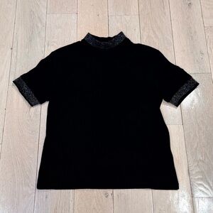 Acne Studios Black Top with Woven Metallic Trim